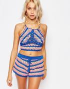 Minkpink Color Me Crochet Halterneck Neck Bikini Top - Multi