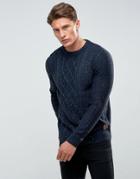 Threadbare Chunky Nep Cable Knit Sweater - Navy