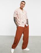 Pull & Bear Shirt With Casablanca Print In Tonal Pink