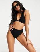 Free Society Mix And Match Scrunch High Waist Bikini Bottom In Black