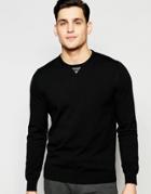 Hugo By Hugo Boss Sweater With Leather Trim - Black
