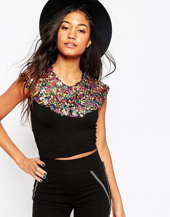 Asos Mini Cape With Multi Colored Sequins - Multi
