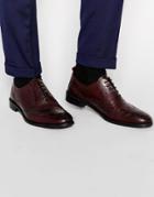 Asos Oxford Brogue Shoes In Dark Burgundy Leather - Burgundy