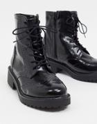 London Rebel Lace Up Brogues In Black