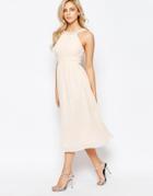 Little Mistress Embellished Empire Midi Dress With Tulle Skirt - Nude