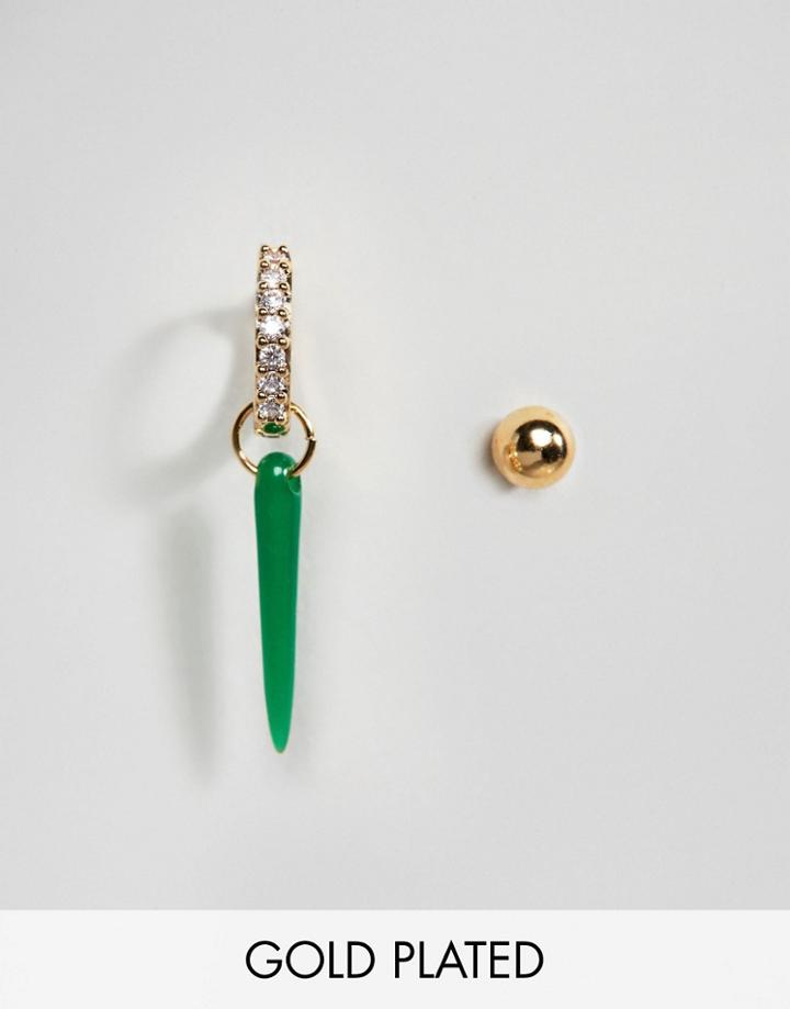 Orelia Gold Plated Single Shard Hoop Earring And Stud - Gold
