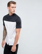 Asos Skinny Fit Cut And Sew Shirt With Black Panel - Black