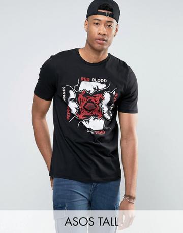 Asos Tall Red Hot Chilli Peppers Band T-shirt With Box Print - Black