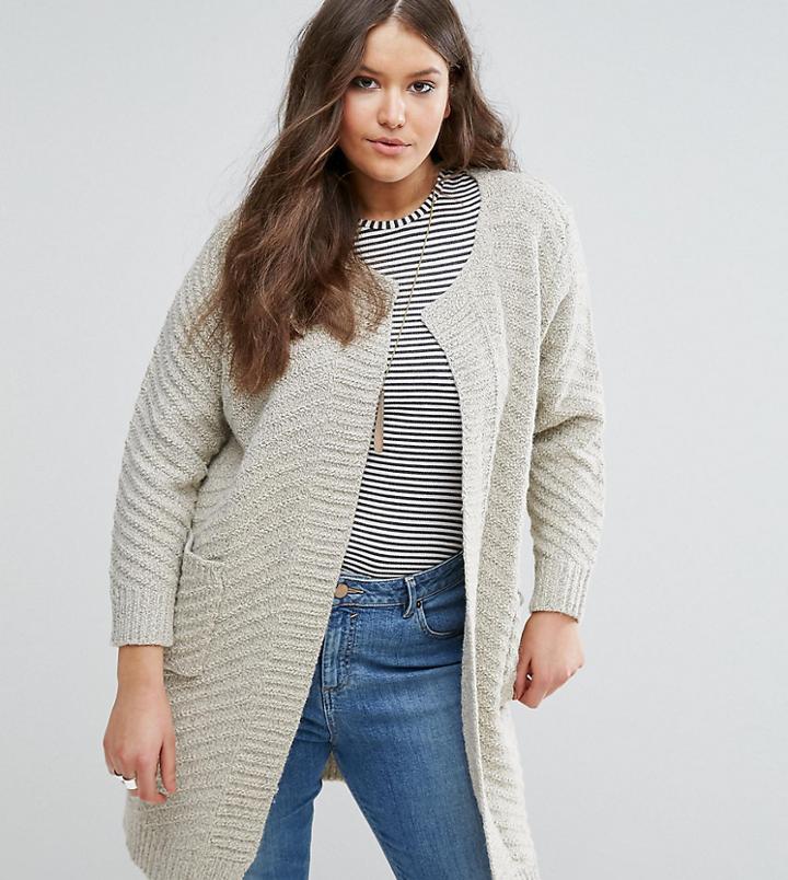 Koko Plus Longline Cardigan - Beige