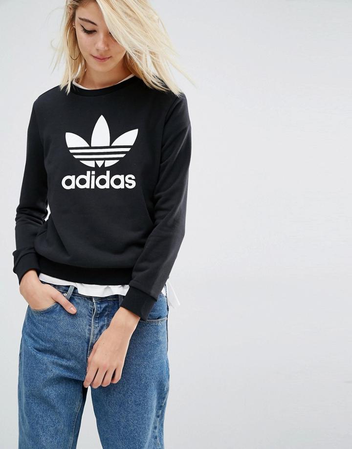 Adidas Originals Sweatshirt With Trefoil Logo - Black
