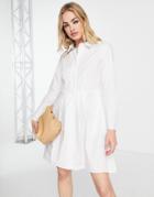 Closet London Pleated Mini Shirt Dress In White