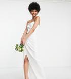 Tfnc Tall Bridal Bandeau Wrap Maxi Dress In Ivory-white
