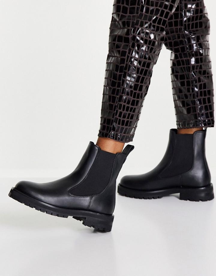 & Other Stories Leather Chunky Chelsea Boots In Black