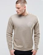 Asos Sweatshirt In Stone With Chest Print - Stone