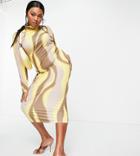 Asos Design Curve Midi Column Dress In Blurred Swirl Print-multi