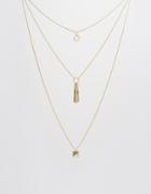 Asos Shapes Multirow Necklace - Gold