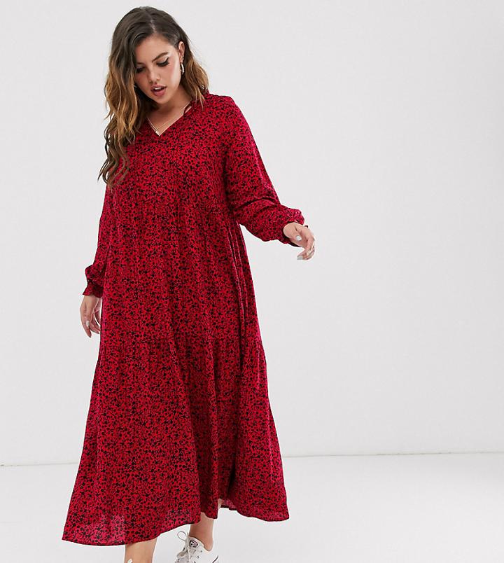 New Look Curve Tiered Maxi Dress In Multi Print - Multi