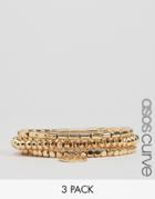 Asos Curve Pack Of 3 Gold Stretch Bead Friendship Bracelets - Gold
