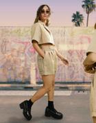 Asos Design Chino Short In Textured Camel - Part Of A Set-brown