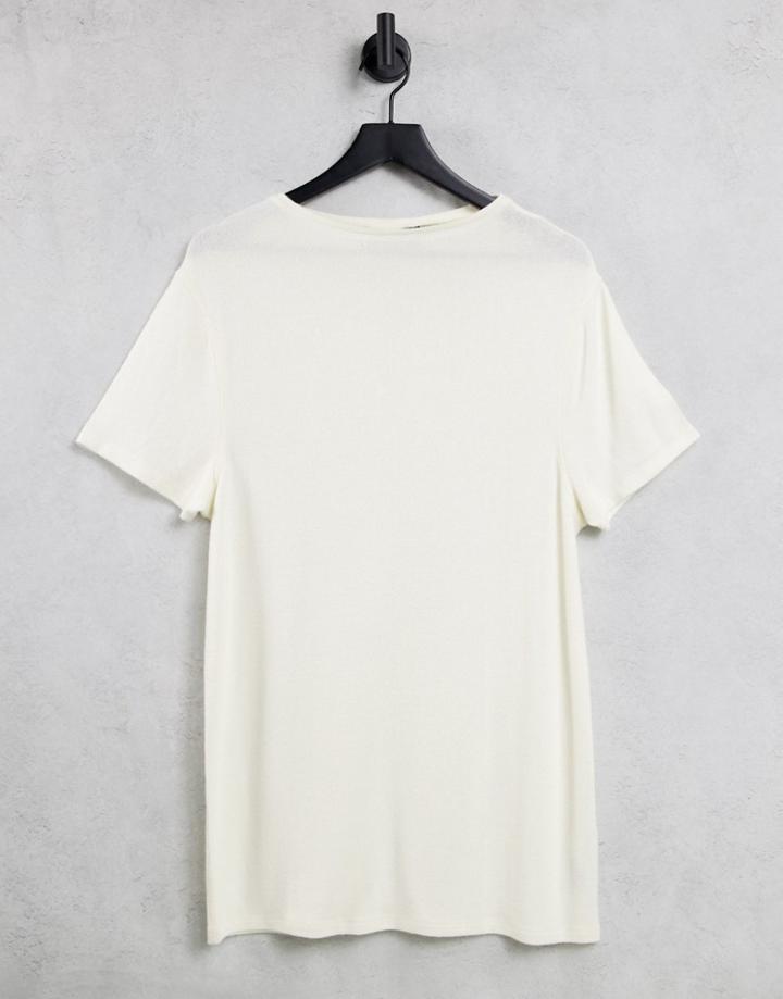 Asos Design Relaxed Brushed T-shirt In Cream-white