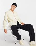 Asos Design Irregular Cord Overshirt In Off White