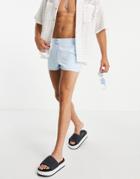 Asos Design Swim Shorts In Pastel Blue Super Short Length-blues