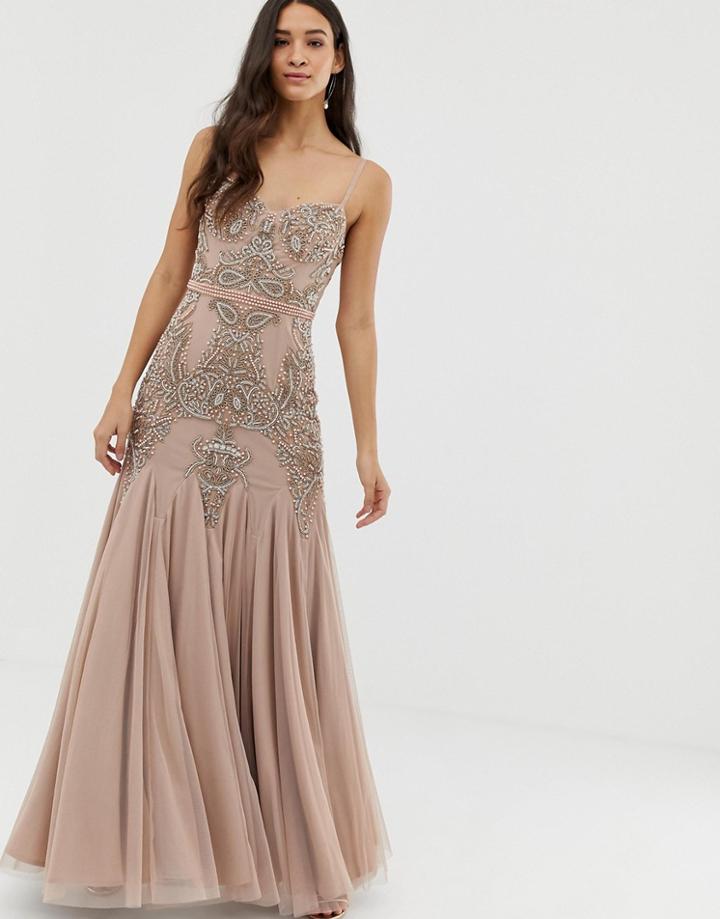 Dolly & Delicious Cami Embellished Maxi Dress With Fishtail In Mauve - Purple