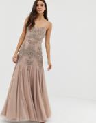 Dolly & Delicious Cami Embellished Maxi Dress With Fishtail In Mauve - Purple