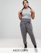 Asos Curve Wrap Front Drop Crotch Harem Pants - Gray