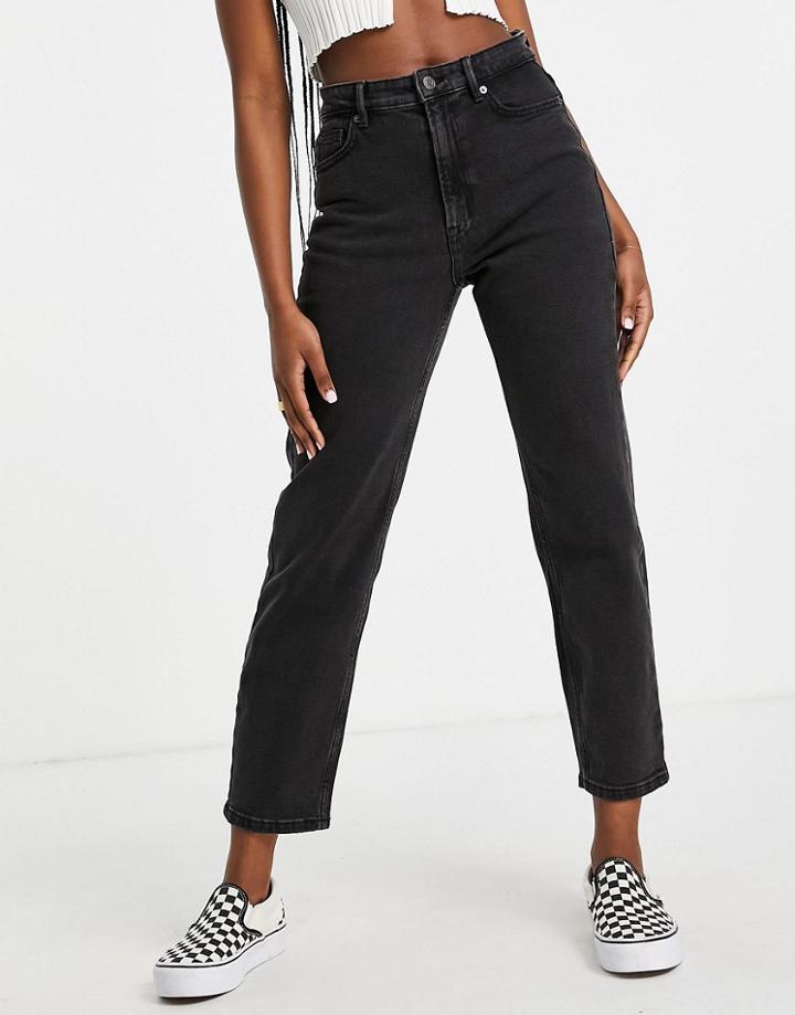 Pull & Bear Slim Mom Jeans In Black