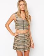 Asos Stripe Jacquard Zip Front Tank - Multi
