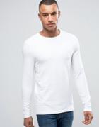 Asos Design Muscle Long Sleeve T-shirt With Crew Neck In White - White