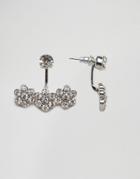Asos Crystal Flower Swing Earrings - Silver