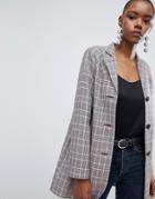 Asos Design Check Formal Coat With Western Stitching-multi