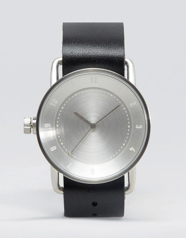 Tid No 2 Leather Watch In Black - Black