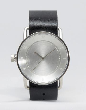 Tid No 2 Leather Watch In Black - Black