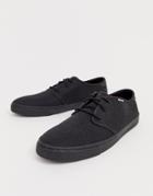Toms Lace Up Plimsolls In Black Canvas