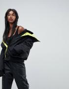 Asos Bomber Jacket With Double Collar - Black