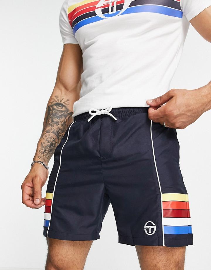 Sergio Tacchini Multi Striped Shorts In Navy