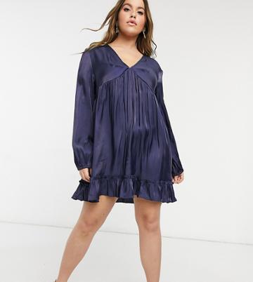 Lola May Curve Smock Dress In Navy