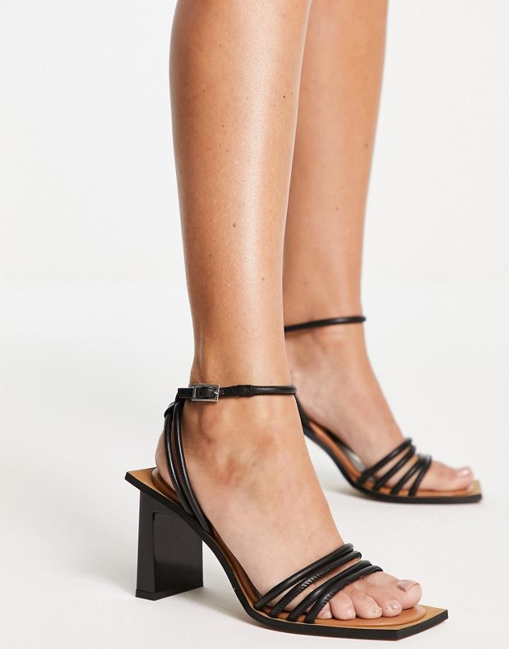 Topshop Rana Two-part Sandals In Black And Camel