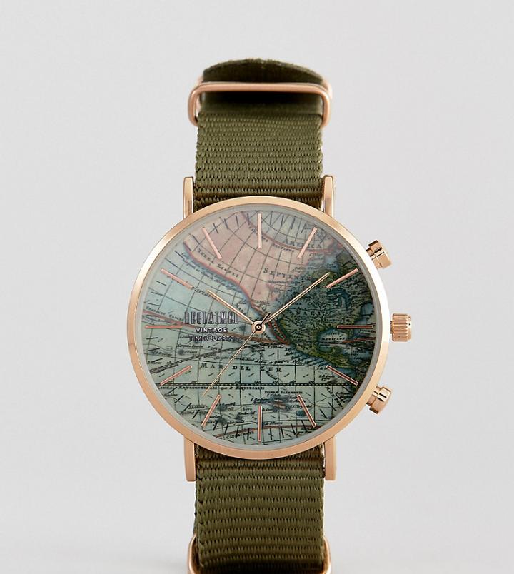 Reclaimed Vintage Inspired Map Canvas Watch In Green Exclusive To Asos - Green