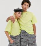 Collusion Unisex T-shirt In Lime-yellow