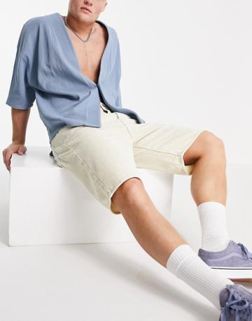 Weekday Space Washed Cord Shorts In Light Beige-neutral
