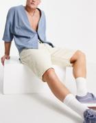 Weekday Space Washed Cord Shorts In Light Beige-neutral
