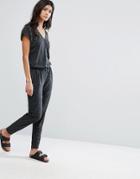 Selected Femme Ivy Jumpsuit With Tie Waist - Gray