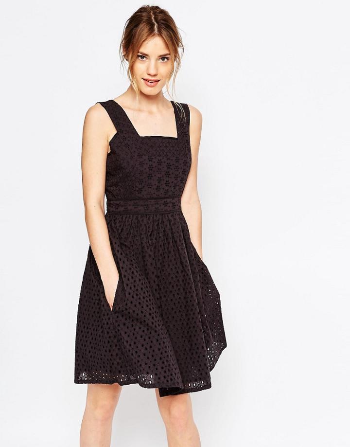 Uttam Boutique Broderie Anglaise Sun Dress - Black