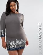 Praslin Plus Shift Dress With Embellished Skirt - Gray