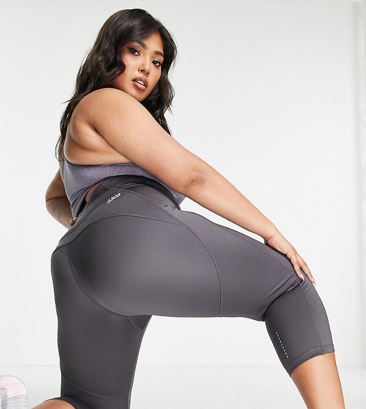 Asos 4505 Curve Icon Running Capri Leggings-grey