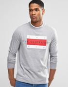 Asos Long Sleeve T-shirt With Flag Print - Gray